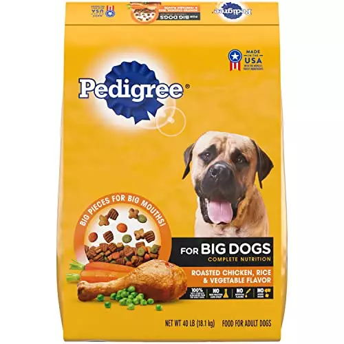 Pedigree for Big Dogs Adult Complete Nutrition Large Breed Dry Dog Food Roasted Chicken, Rice & Vegetable Flavor Dog Kibble, 40 lb. Bag