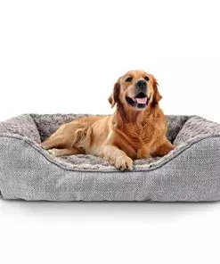 FURTIME Dog Bed for Large Medium Small Dogs Soft Washable Pet Bed Orthopedic Dog Sofa Bed Breathable Rectangle Sleeping Bed Anti-Slip Bottom(35”, Grey)