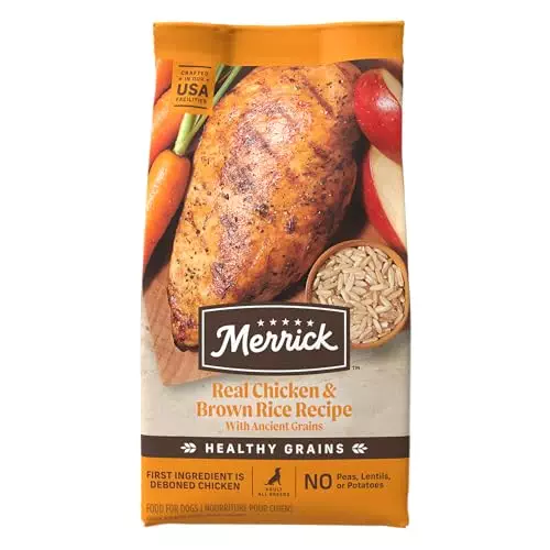 Merrick Healthy Grains Premium Adult Dry Dog Food, Wholesome And Natural Kibble With Chicken And Brown Rice – 12.0 lb. Bag