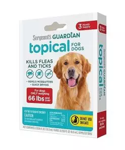 Sergeant’s Guardian Flea & Tick Squeeze On Topical for Dogs, 66+ lbs., 3 Count