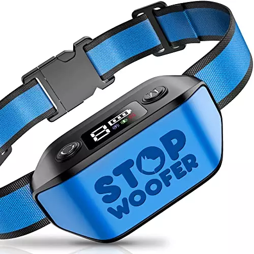 [New 2024] Dog Bark Collar – No Shock, No Pain – Rechargeable Barking Collar for Small, Medium and Large Dogs – w/2 Vibration & Beep Modes Black/Blue