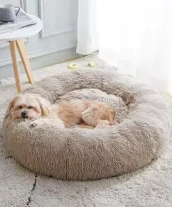 WESTERN HOME WH Calming Dog & Cat Bed, Anti-Anxiety Donut Cuddler Warming Cozy Soft Round Bed, Fluffy Faux Fur Plush Cushion Bed for Small Medium Dogs and Cats (20″/24″/27″/30″)