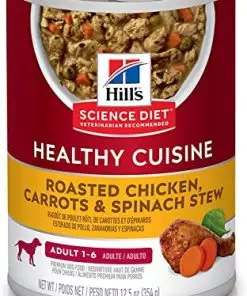 Hill’s Science Diet Healthy Cuisine, Adult 1-6, Great Taste, Wet Dog Food, Roasted Chicken, Carrots & Spinach Stew, 12.5 oz Can, Case of 12