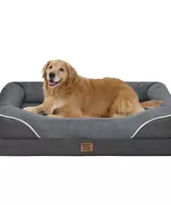 Washable Orthopedic Large Dog Bed – Removable Orthopedic Foam Dog Beds with Bolsters Waterproof Large Dog Bed and Non-Slip Bottom Extra Large Dog Bed Sofa