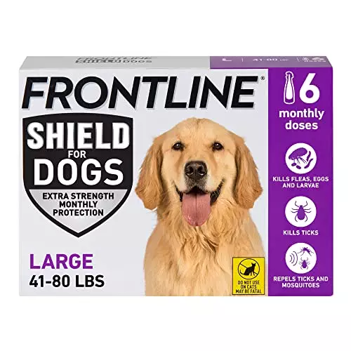 Frontline Shield Flea & Tick Treatment for Large Dogs 41-80 lbs., Count of 6