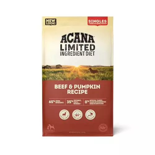 ACANA Singles Limited Ingredient Dry Dog Food, Beef & Pumpkin Recipe, Grain Free Beef Dry Dog Food, 22.5lb