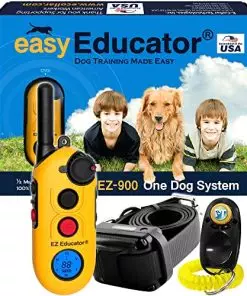 E-Collar Educator EZ-900-1/2 Mile Remote Waterproof Dog Trainer – Static, Vibration and Sound Stimulation Collar with PetsTEK Dog Training Clicker