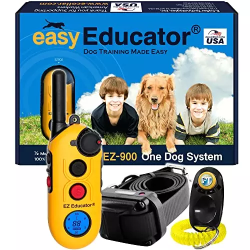 E-Collar Educator EZ-900-1/2 Mile Remote Waterproof Dog Trainer – Static, Vibration and Sound Stimulation Collar with PetsTEK Dog Training Clicker