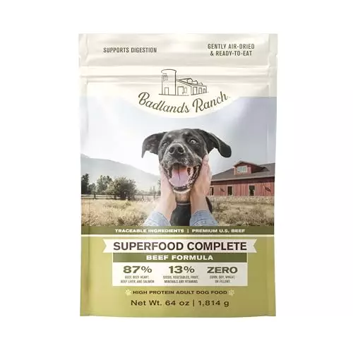 BADLANDS RANCH – Superfood Complete, Air-Dried Adult Dog Food – High Protein, Zero Fillers, Superfood Nutrition by Katherine Heigl (64 oz., Beef Formula)