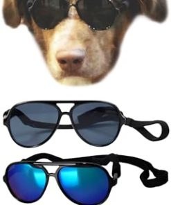 3-Pack Dog Pet Aviator Sunglasses Medium Breeds 20-40 lbs Costume Prop Photoshoot G010-NP (Black +Black-Mirror + Black-Emerald Mirror)