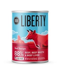 BIXBI Liberty Grain-Free Canned Wet Dog Food, Beef Recipe, 12.5 oz. Cans (Pack of 12)