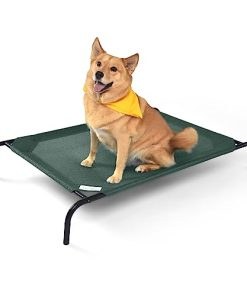 Coolaroo Gale Pacific The Original Cooling Elevated Dog Bed, Indoor and Outdoor, Large, Brunswick Green, 51.00″ x 31.50″ x 8.00″