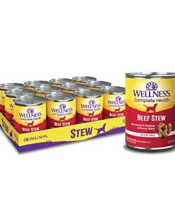 Wellness Complete Health Thick & Chunky Natural Grain Free Canned Wet Dog Food, Beef Stew, 12.5-Ounce Can (Pack of 12)