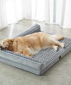 BFPETHOME Orthopedic Dog Beds for Large Dogs-Waterproof Sofa Dog Bed with Removable Washable Cover, Large Dog Bed with Waterproof Lining and Nonskid Bottom, Pet Couch Bed for Large Dogs, Grey