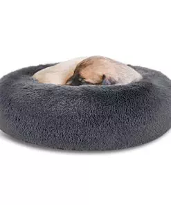 SAVFOX Plush Calming Dog Beds, Donut Dog Bed for Small Dogs, Medium, Large & X-Large, Comfy Cuddler Dog Bed and Cat Bed in Faux Fur, Washable Dog Bed, Multiple Sizes XS-XXL