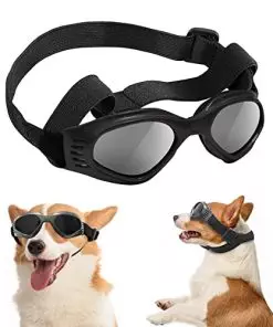 FranyyCo Small Dog Sunglasses UV Protection Goggles Double Straps,Adjustable Nose Bridge,Windproof Dustproof Anti-Fog Glasses