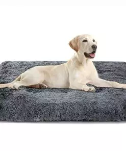 Dog Bed,Crate Pet Bed Kennel Pad,Soft Plush,Comfortable Dog Bed,Washable,Suitable for Medium & Large Dogs(Dark Grey)