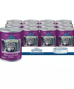 Blue Buffalo Wilderness High Protein, Natural Adult Wet Dog Food, Beef & Chicken Grill 12.5-oz cans (Pack of 12)