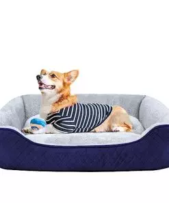 XueMi Dog Bed for Medium Dogs, Soft Washable Dog Bed Comfortable Dog Couch Warming Rectangle Pet Bed for Small Medium Dogs with Non-Slip Bottom