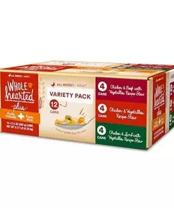 WholeHearted Plus Wet Dog Food Variety Pack for All Life Stages, 12.5 oz., Count of 12