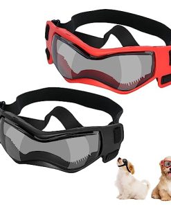 Dexspoeny Small Breed Dog Sunglasses Stylish Anti-UV Dog Goggles with Soft Frames for Cats and Puppies for Outdoor Activities, Riding, and Driving with Secure Elastic Straps-2 Pcs