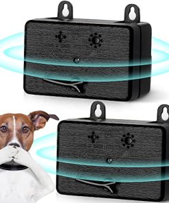 2 Pack Anti Barking Device Ultrasonic Dog Barking Deterrent Device Dog Bark Control Devices 50 ft Range for Outdoor Indoor Ultrasound Silencer No Bark Training Control Device Security for Dogs (Black)