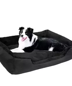 Dog Beds for Large Dogs Washable and Waterproof Dog Couch Dog beds & Furniture Soft Raised Cooling Removable Dog Bed with Anti-Slip Bottom Black L