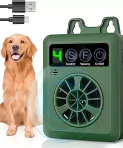 VANZO Anti Bark Control Device Relieve Dog Barking Deterrent with Adjustable Ultrasonic Level Rechargeable Waterproof Outdoor HU-3