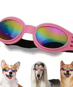 Dog Goggles, Pet Glasses UV Protection,Goggles with Adjustable Strap for Small Size Dogs,Summer Pet Decoration(Pink Frame)