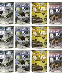Taste of the Wild Grain-Free Canned Dog Food Variety Pack – Wetlands, Pacific Stream, High Prairie, and Sierra Mountain Pack of 12, 13.2 ounce cans by Taste of the Wild
