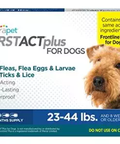 TevraPet FirstAct Plus Flea and Tick Prevention for Medium Dogs 23-44 lbs, 3 Monthly Doses, Topical Drops