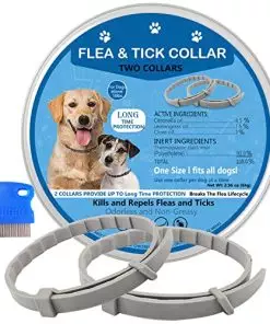 Davaon Dog Flea Collars, Flea Collar for Dogs, 2 Pack Flea and Tick Prevention Collar for Dogs and Puppies, Adjustable One Size Fits All, Free Comb