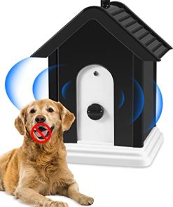 Petwudi Anti Barking Device,Ultrasonic Dog Barking Control Devices with 4 Adjustable Modes and LED Light,Outdoor Waterproof Dog Barking Deterrent Up to 50 FT Range,Safe for Humans and Dogs,Black