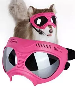 Dog Goggles, Ownpets Dog Glasses for Large Breed Dog, Windproof, Waterproof and Durable, UV Sunglasses with Adjustable Straps, Great for Large Dog，Pink