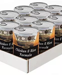 Victor Super Premium Dog Food – Chicken and Rice Formula Pâté – Canned Wet Adult Dog and Puppy Food – All Breed Sizes, 12 x 13.2 oz Cans