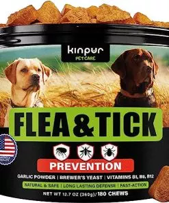 Flea and Tick Prevention Chewable for Dogs – No Collars, No Mess – Easy Help with Flea and Tick for Dogs – American Quality – for All Breeds and Ages – Duck-Flavored Treats – 180 Flea Chews for Dogs