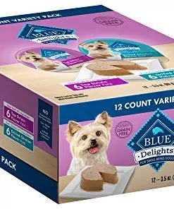 Blue Buffalo Delights Natural Adult Small Breed Wet Dog Food Cups, Pate Style, Grilled Chicken & Top Sirloin 3.5-oz (12 Pack- 6 of Each Flavor)