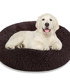 Calming Dog Bed Cat Bed Donut Cuddler, Anti Anxiety Dog Bed for Small Medium Large Dogs Cats, Machine Washable Round Warm Bed, Faux Fur Pet Bed, Waterproof Non-Slip Bottom (23″/30″/36″)