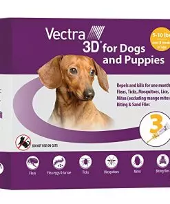 Vectra 3D for Dogs Flea, Tick & Mosquito Treatment & Prevention for Extra Small Dogs (5-10 lbs), 3 month supply