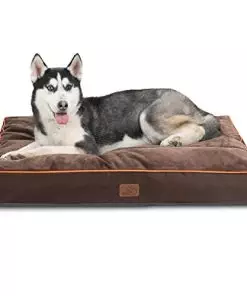 Bedsure Waterproof Dog Beds for Large Dogs – Up to 75lbs Large Dog Bed with Washable Cover, Pet Bed Mat Pillows, Brown