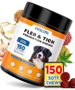 CESLITO 150 Counts Flea and Tick Prevention for Dogs Chewable Tablets, Upgraded Formula 100% Natural Dog Flea and Tick Treatment, Oral Flea Treats for Dogs Supplement Fit All Breeds, Ages, Sizes
