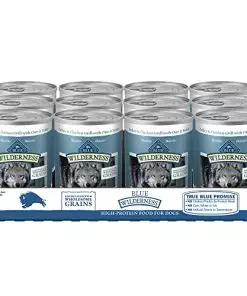 Blue Buffalo Wilderness High Protein Natural Adult Wet Dog Food plus Wholesome Grains, Turkey & Chicken Grill 12.5-oz cans (Pack of 12)