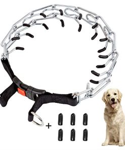 Wiotar Dog Prong Collar, Dog Choke Pinch Training Collar, Adjustable Stainless Steel Links with Comfort Rubber Tips, Quick Release Snap Buckle for Medium Large Dogs (Packed with 8 Extra Tips)