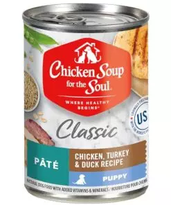 Chicken Soup for The Soul Puppy – Chicken, Turkey & Duck Classic Wet Dog Food Pate – Twelve 13 Ounce Cans – Soy, Corn & Wheat Free, No Artificial Flavors