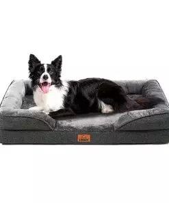 ROMROL Dog Beds for Large Dogs,Orthopedic Dog Bed ，Waterproof Dog Bed with Removable Cover and Zipper，Washable Dog Beds for Large Dogs-Grey L