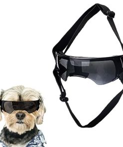 Dog Goggles for Small Dogs, Windproof Dog Sunglasses with Adjustable Strap Puppy Sunglasses for Small Medium Dogs Eye Protection Goggles for Outdoor Riding Driving Eyewear (Black)