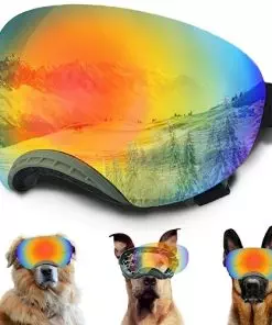 Dog Goggles, Dog Sunglasses Magnetic Reflective Colored Lens,Goggles with Adjustable Strap for Medium-Large Size Dogs(Army Green Frame)