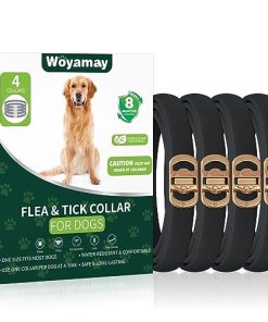 4 Pack Flea Collar for Dogs, Dog Flea and Tick Treatment, 8 Months Protection Flea and Tick Collar for Dogs, Waterproof Dog Flea Collar, Adjustable Collar Flea and Tick Prevention for Dogs,Black