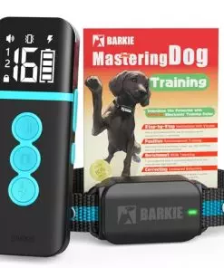 BARKIE Dog Training Collar with Dog Positive Reinforcement Training Booklet Waterproof Shock Collar with Remote for Small Medium Large Dogs (Blue)