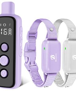 Bousnic Dog Shock Collar for 2 Dogs – (8-120lbs) Waterproof Rechargeable Electric Dog Training Collar with Remote for Small Medium Large Dogs with Beep Vibration Safe Shock Modes(Purple)